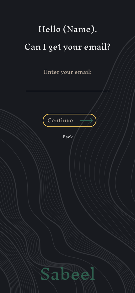 Register Screen Step 1 - Dark Mode