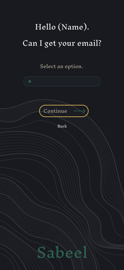 Register Screen Step 2 - Dark Mode